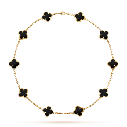 [Revel Jewelry]CLOVER 10 MOTIFS ONYX NECKLACE