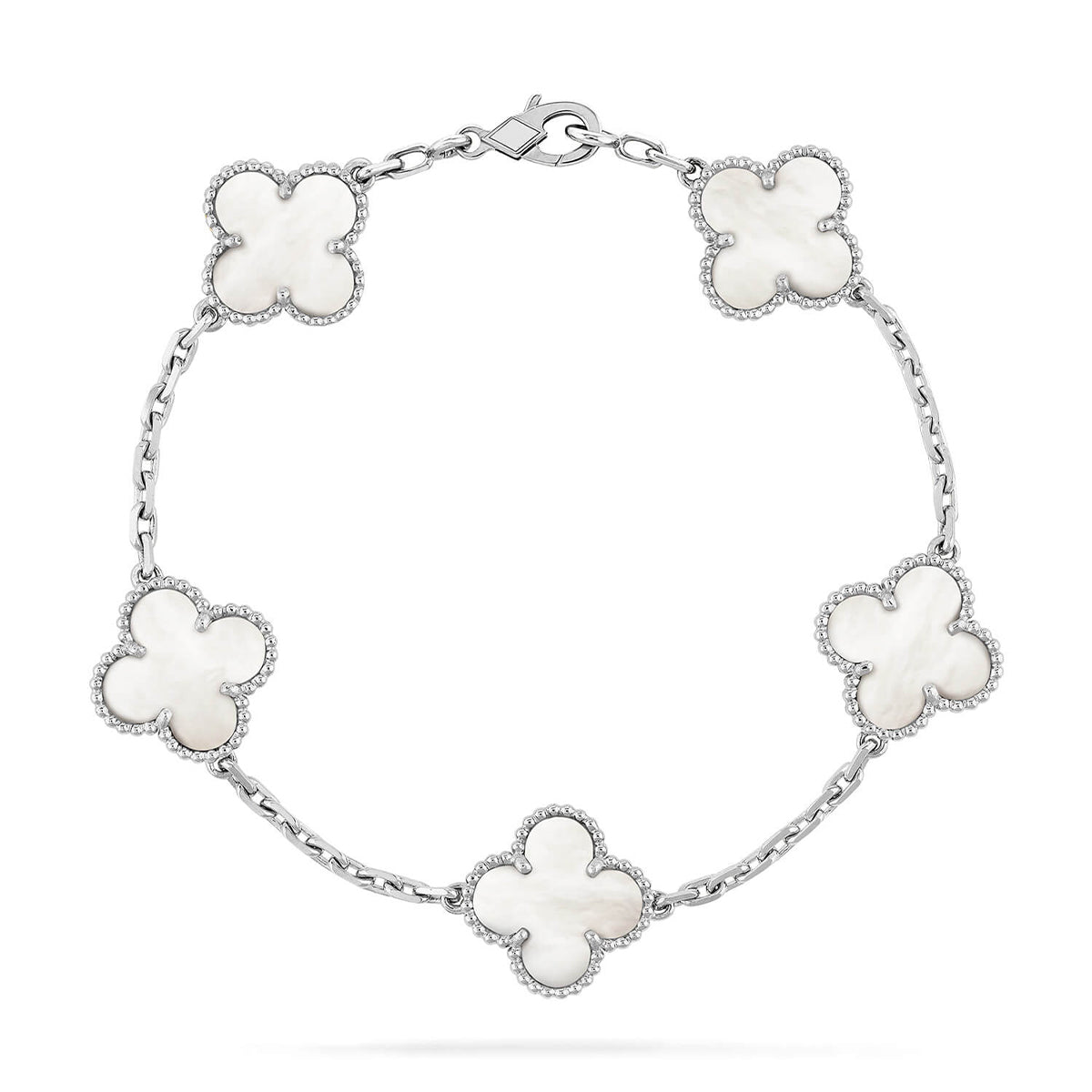 [Revel Jewelry]CLOVER WHITE PEARL MOP 5 MOTIF BRACELET COLLECTION