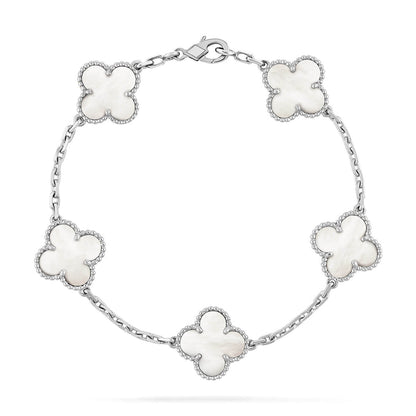 [Revel Jewelry]CLOVER WHITE PEARL MOP 5 MOTIF BRACELET COLLECTION