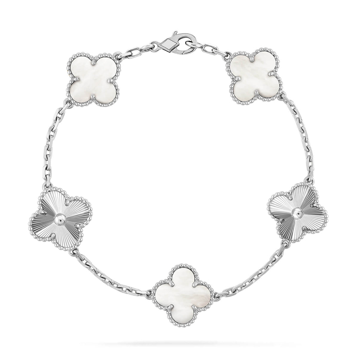 [Revel Jewelry]CLOVER WHITE PEARL MOP 5 MOTIF BRACELET COLLECTION