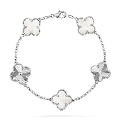 [Revel Jewelry]CLOVER WHITE PEARL MOP 5 MOTIF BRACELET COLLECTION