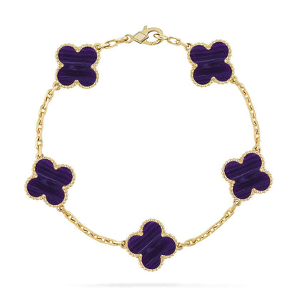 [Revel Jewelry]CLOVER 5 MOTIF PURPLE STRIPES BRACELET COLLECTION