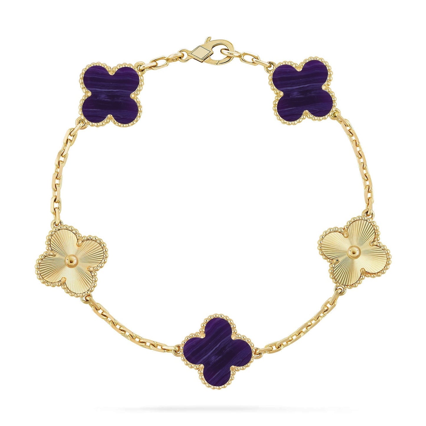 [Revel Jewelry]CLOVER 5 MOTIF PURPLE STRIPES BRACELET COLLECTION