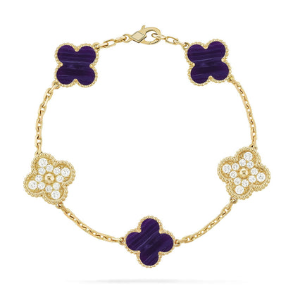 [Revel Jewelry]CLOVER 5 MOTIF PURPLE STRIPES BRACELET COLLECTION
