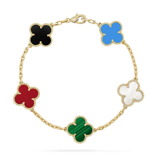 [Revel Jewelry]CLOVER 5 MOTIFS MULTICOLOR BRACELET