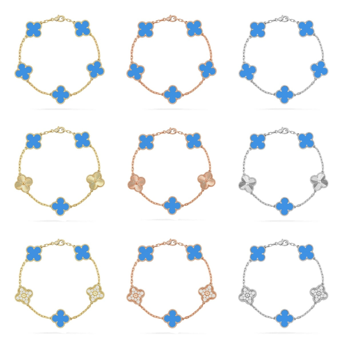 [Revel Jewelry] CLOVER 5 MOTIF BLUE AGATE BRACELET COLLECTION