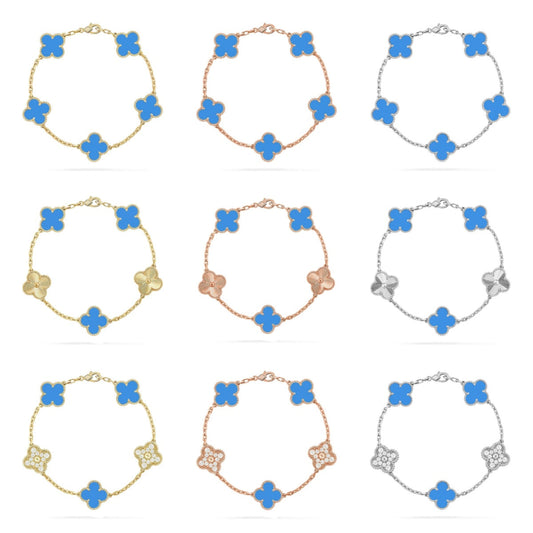 [Revel Jewelry] CLOVER 5 MOTIF BLUE AGATE BRACELET COLLECTION