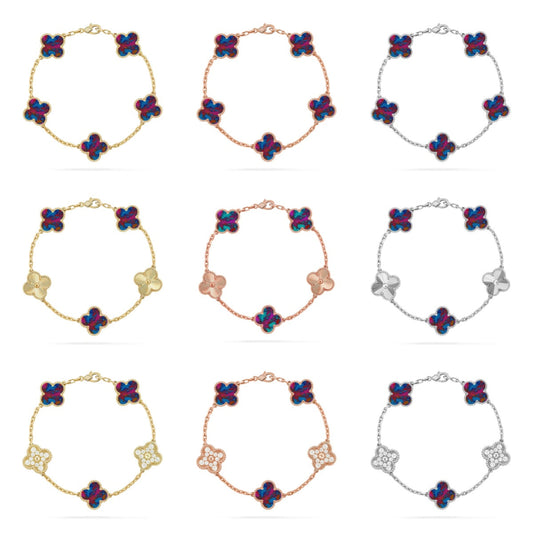 [Revel Jewelry]CLOVER 5 MOTIF COLOR GEMSTONES BRACELET COLLECTION