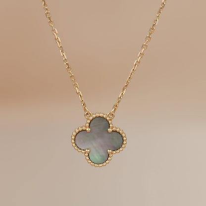 [Revel Jewelry]CLOVER 15MM  GRAY MOTHER OF PEARL NECKLACE