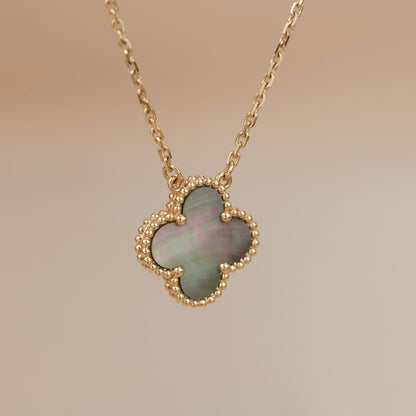 [Revel Jewelry]CLOVER 15MM  GRAY MOTHER OF PEARL NECKLACE
