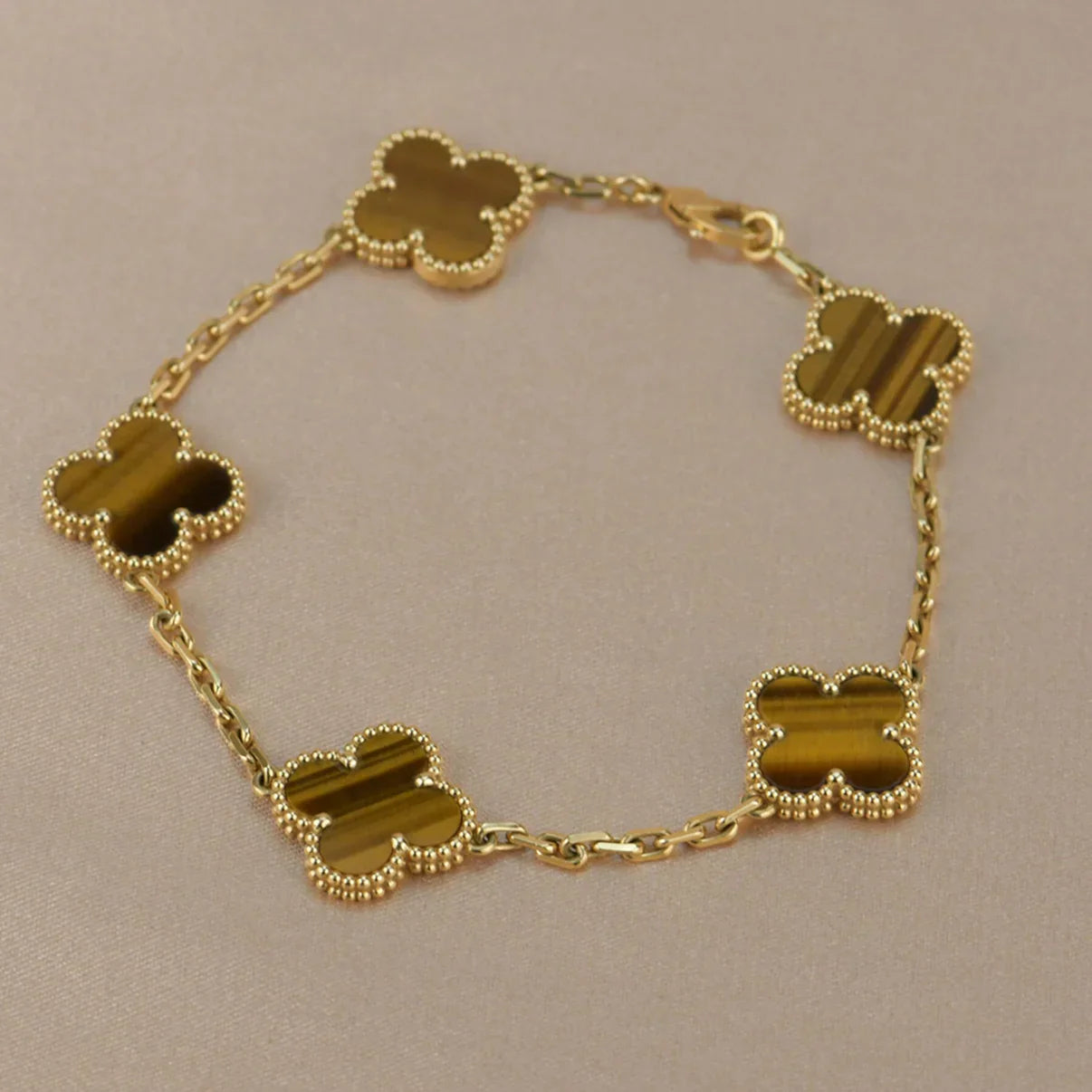 [Revel Jewelry] CLOVER 5 MOTIFS TIGER EYE BRACELET COLLECTION