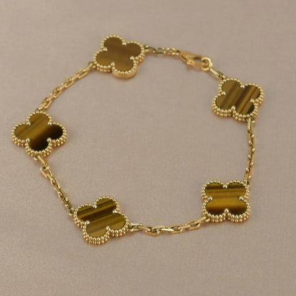 [Revel Jewelry] CLOVER 5 MOTIFS TIGER EYE BRACELET COLLECTION