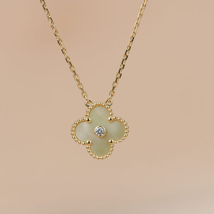 [Revel Jewelry]CLOVER 15MM DIAMOND GOLD MOTHER OF PEARL NECKLACE
