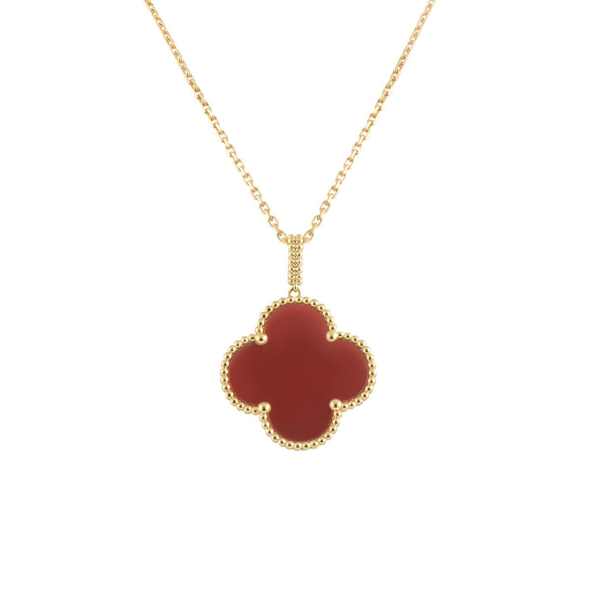 [Revel Jewelry]CLOVER 25MM NECKLACE GOLD CARNELIAN