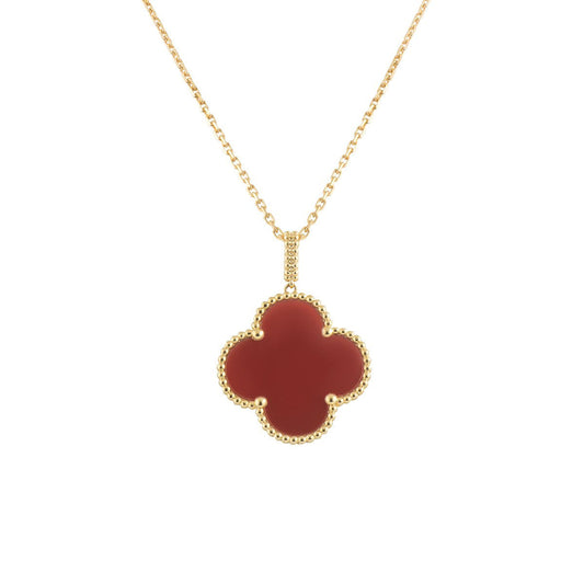 [Revel Jewelry]CLOVER 25MM NECKLACE GOLD CARNELIAN