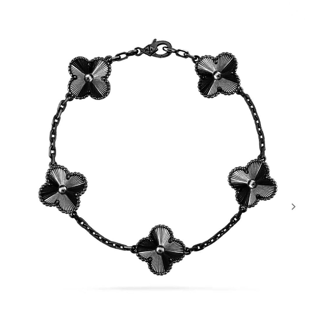 [Revel Jewelry]CLOVER 5 MOTIF BLACK BRACELET
