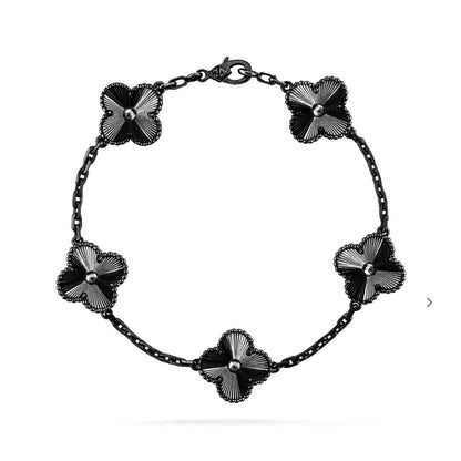 [Revel Jewelry]CLOVER 5 MOTIF BLACK BRACELET