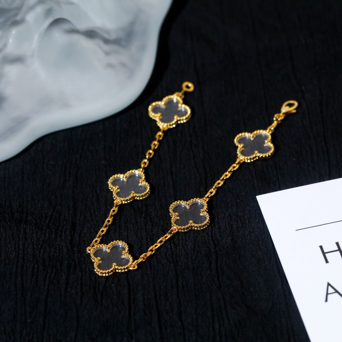 [Revel Jewelry]CLOVER 5 MOTIF ROCK CRYSTAL BRACELET