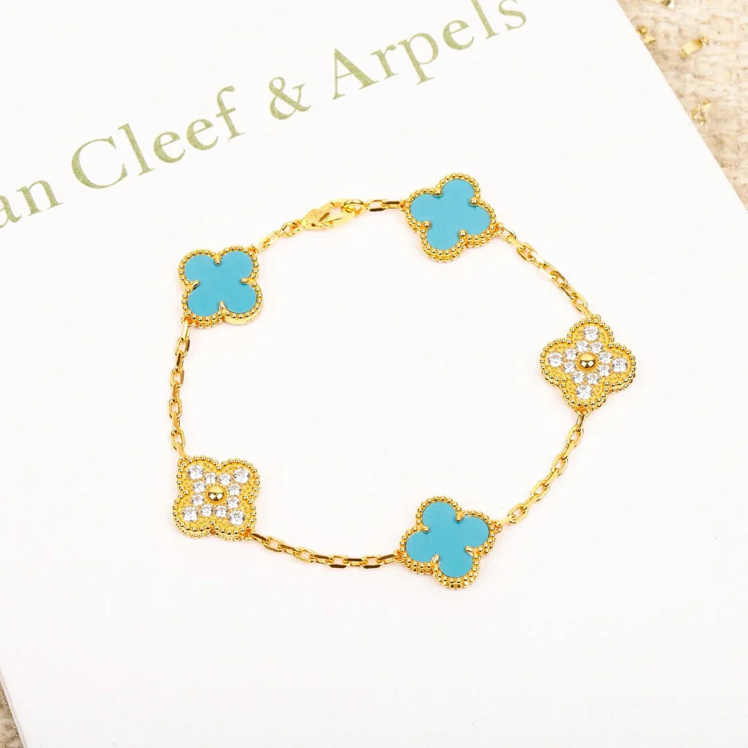 [Revel Jewelry] CLOVER 5 MOTIF TURQUOISE BRACELET COLLECTION
