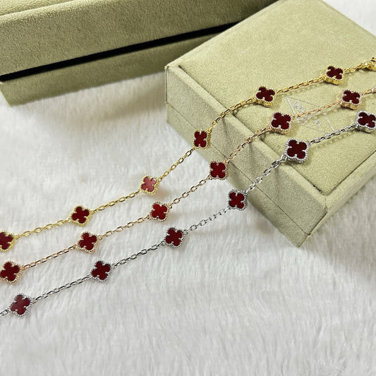 [Revel Jewelry]CLOVER 6 MOTIF RED AGATE BRACELET
