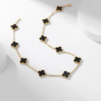 [Revel Jewelry]CLOVER 10 MOTIFS ONYX NECKLACE