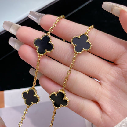[Revel Jewelry]CLOVER 10 MOTIFS ONYX NECKLACE