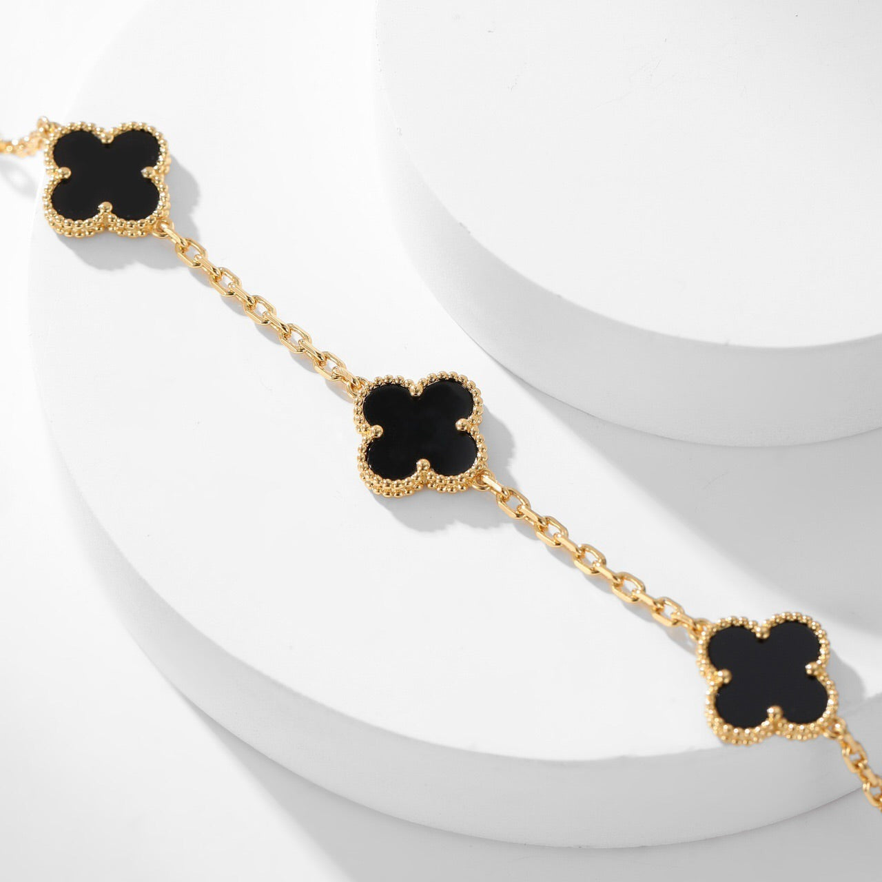 [Revel Jewelry]CLOVER 10 MOTIFS ONYX NECKLACE