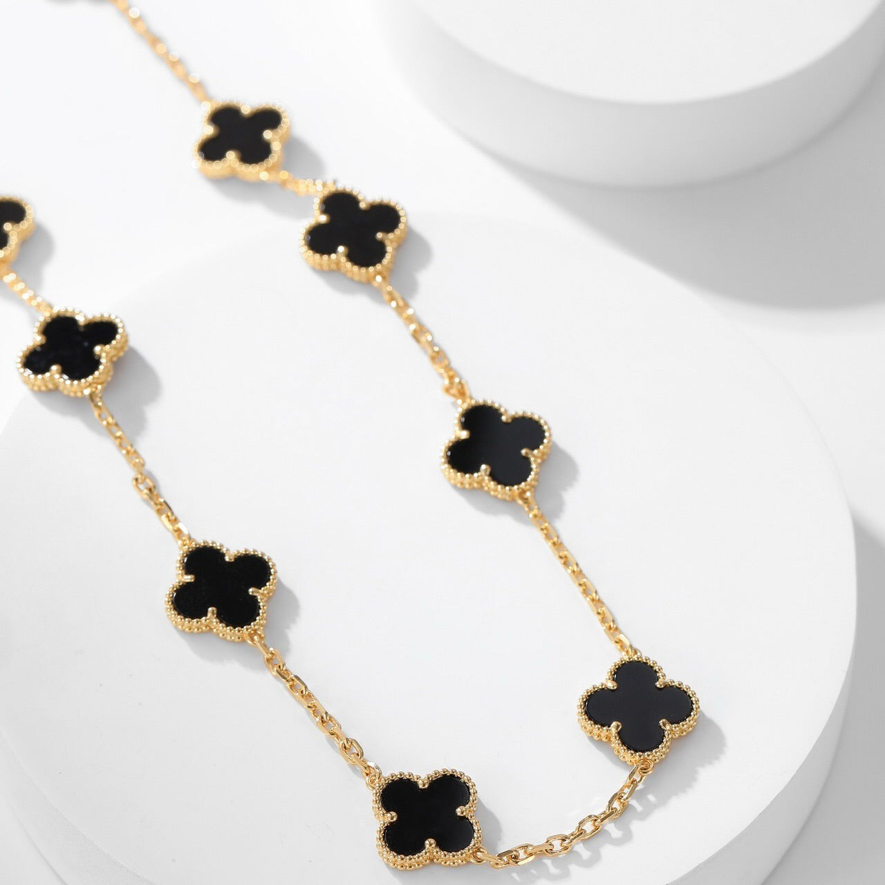[Revel Jewelry]CLOVER 10 MOTIFS ONYX NECKLACE
