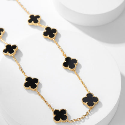[Revel Jewelry]CLOVER 10 MOTIFS ONYX NECKLACE