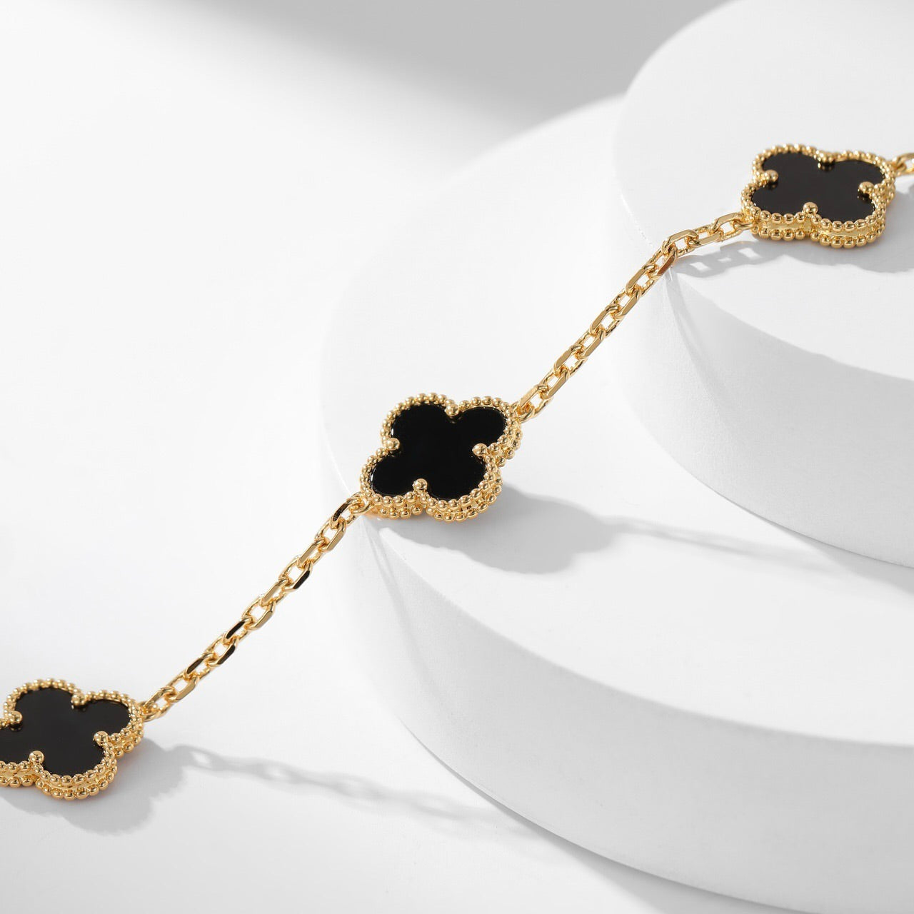 [Revel Jewelry]CLOVER 10 MOTIFS ONYX NECKLACE
