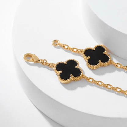 [Revel Jewelry]CLOVER 10 MOTIFS ONYX NECKLACE