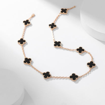 [Revel Jewelry]CLOVER 10 MOTIFS ONYX NECKLACE