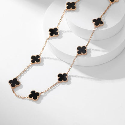 [Revel Jewelry]CLOVER 10 MOTIFS ONYX NECKLACE