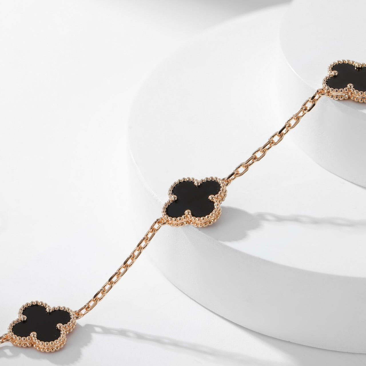 [Revel Jewelry]CLOVER 10 MOTIFS ONYX NECKLACE
