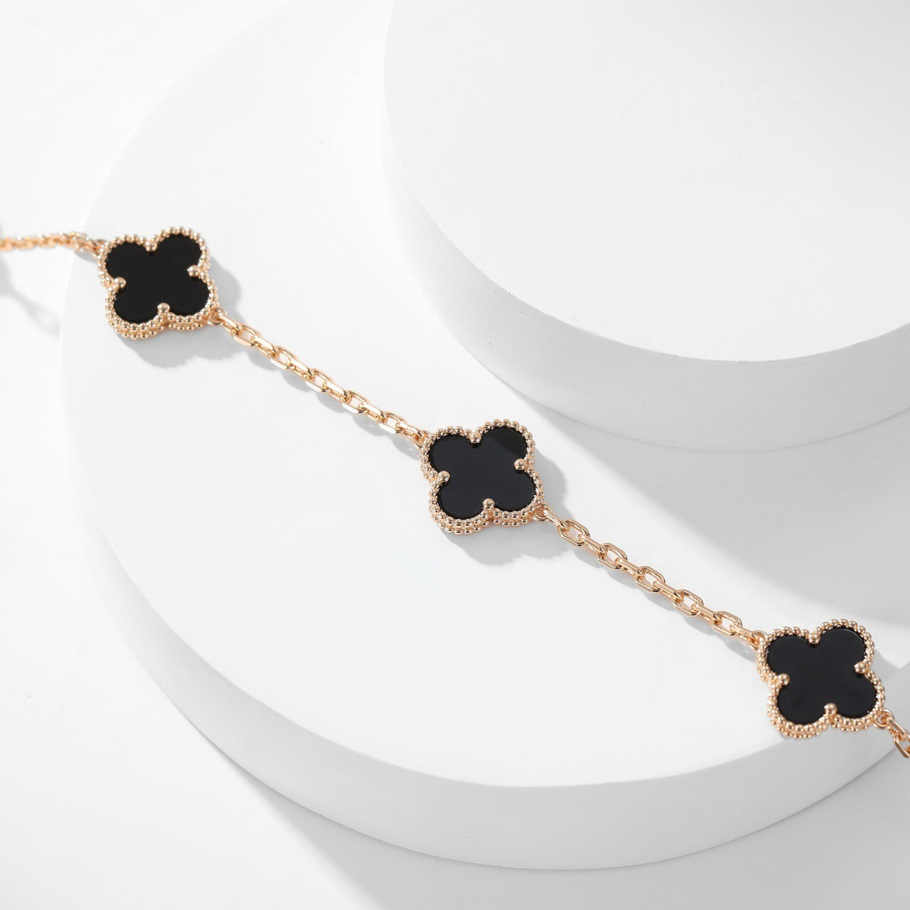 [Revel Jewelry]CLOVER 10 MOTIFS ONYX NECKLACE