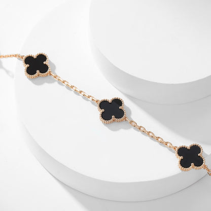 [Revel Jewelry]CLOVER 10 MOTIFS ONYX NECKLACE