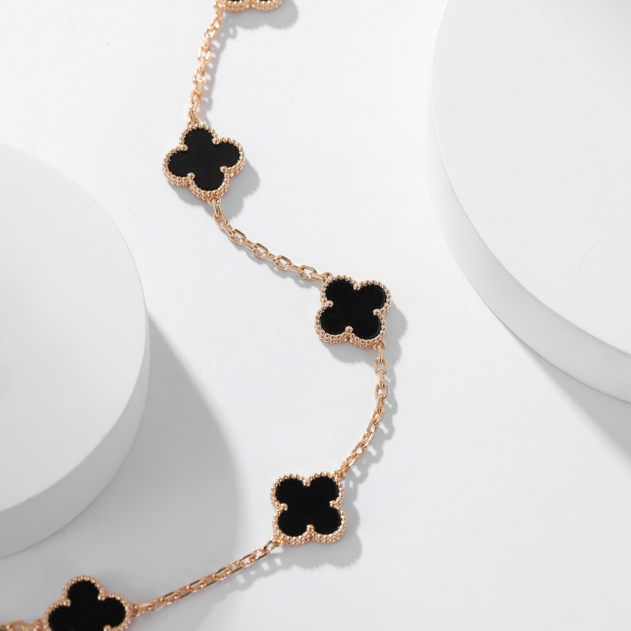 [Revel Jewelry]CLOVER 10 MOTIFS ONYX NECKLACE