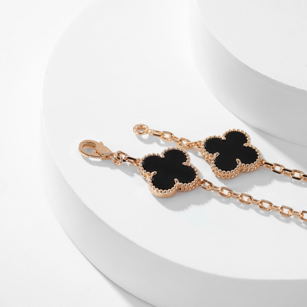 [Revel Jewelry]CLOVER 10 MOTIFS ONYX NECKLACE