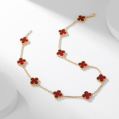 [Revel Jewelry]CLOVER 10 MOTIFS CARNELIAN NECKLACE