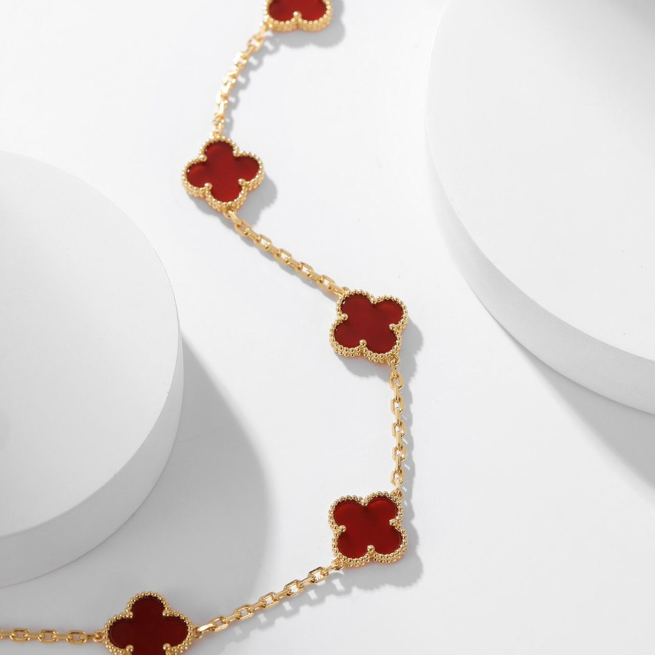 [Revel Jewelry]CLOVER 10 MOTIFS CARNELIAN NECKLACE