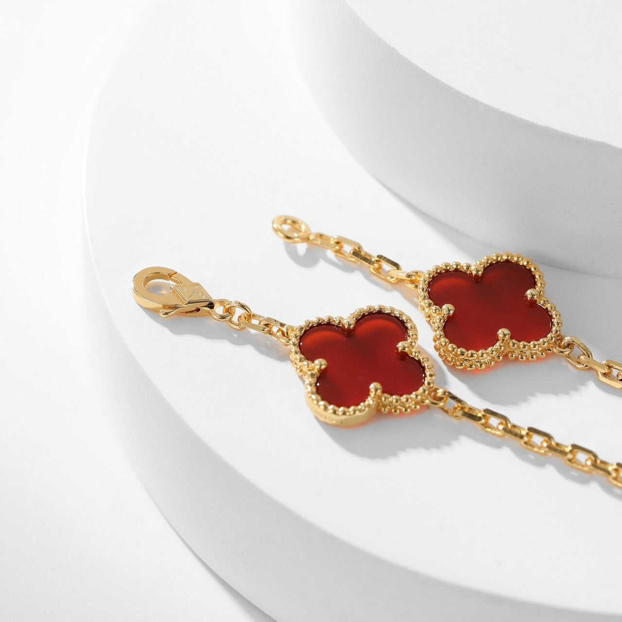 [Revel Jewelry]CLOVER 10 MOTIFS CARNELIAN NECKLACE