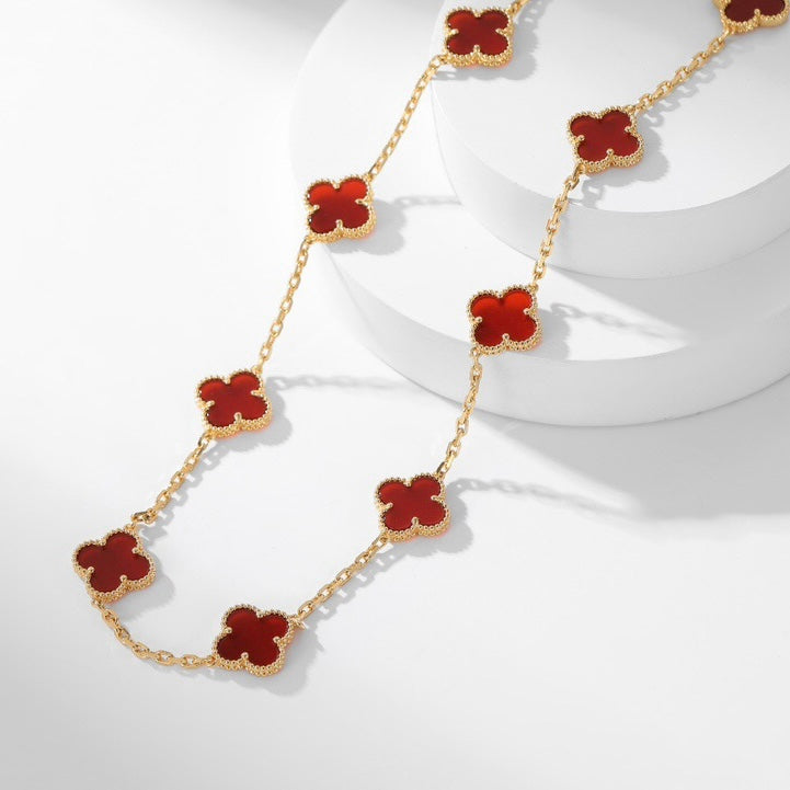 [Revel Jewelry]CLOVER 10 MOTIFS CARNELIAN NECKLACE