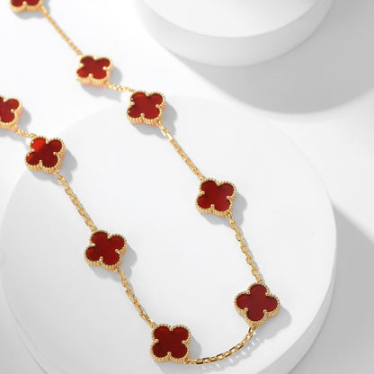 [Revel Jewelry]CLOVER 10 MOTIFS CARNELIAN NECKLACE