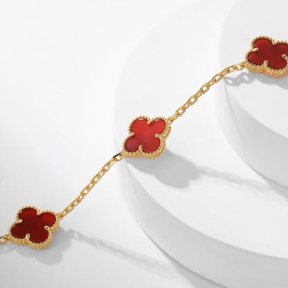 [Revel Jewelry]CLOVER 10 MOTIFS CARNELIAN NECKLACE