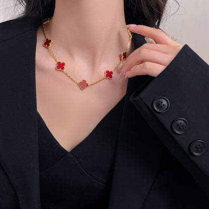 [Revel Jewelry]CLOVER 10 MOTIFS CARNELIAN NECKLACE