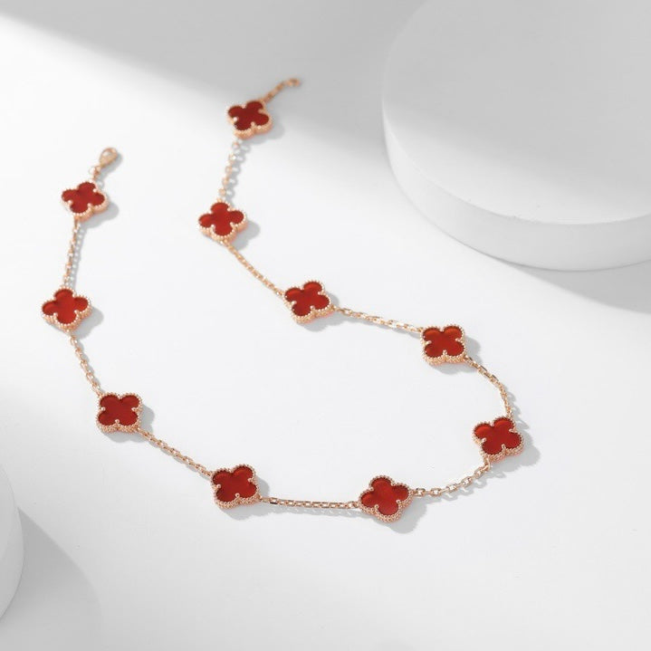 [Revel Jewelry]CLOVER 10 MOTIFS CARNELIAN NECKLACE