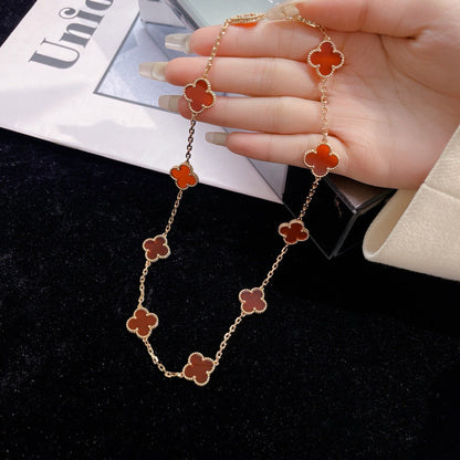 [Revel Jewelry]CLOVER 10 MOTIFS CARNELIAN NECKLACE