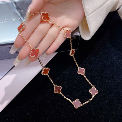 [Revel Jewelry]CLOVER 10 MOTIFS CARNELIAN NECKLACE