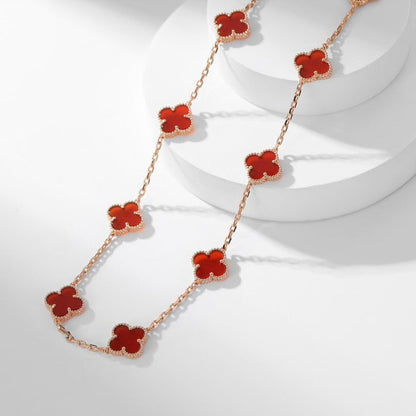 [Revel Jewelry]CLOVER 10 MOTIFS CARNELIAN NECKLACE