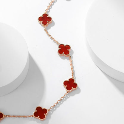 [Revel Jewelry]CLOVER 10 MOTIFS CARNELIAN NECKLACE